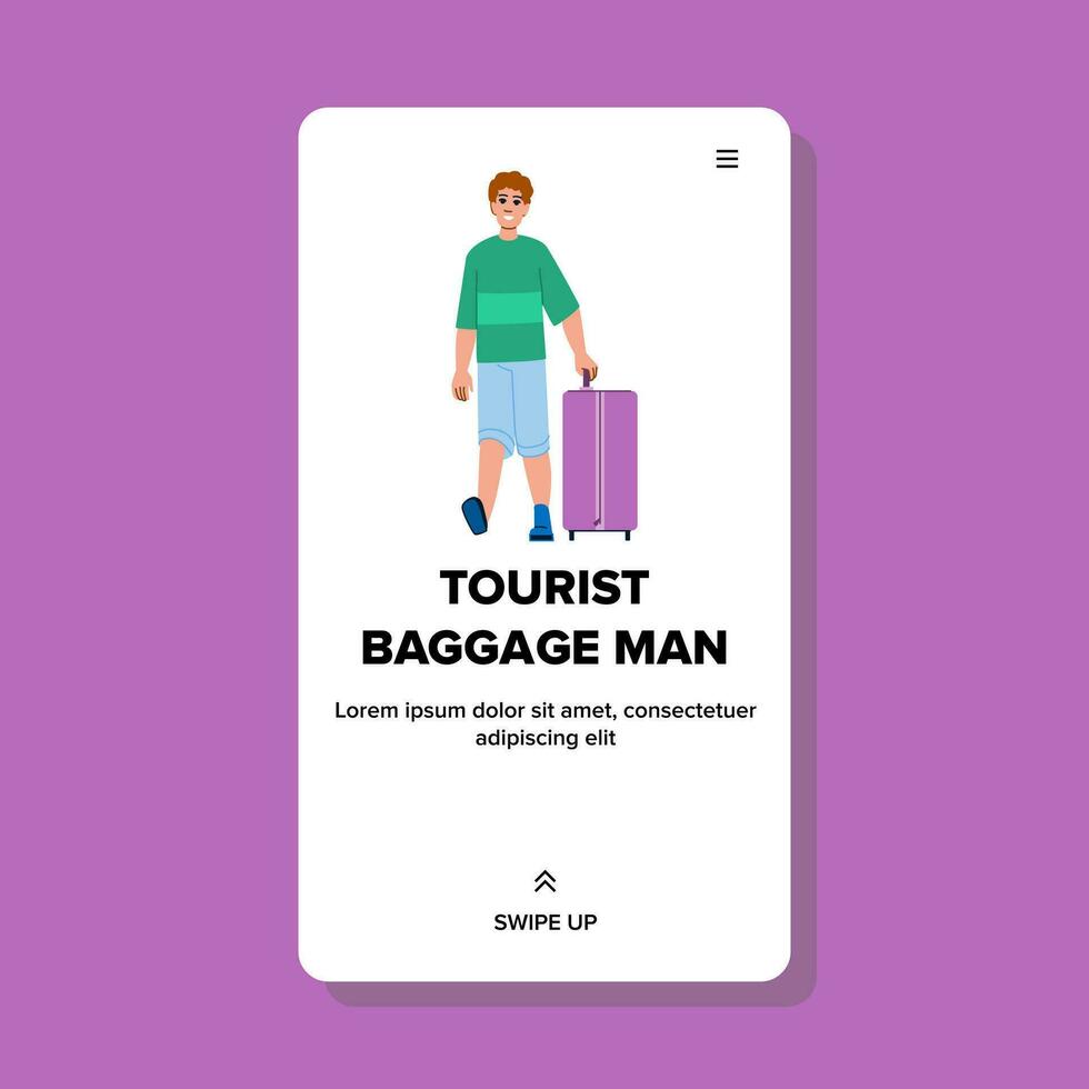 suitcase tourist baggage man vector