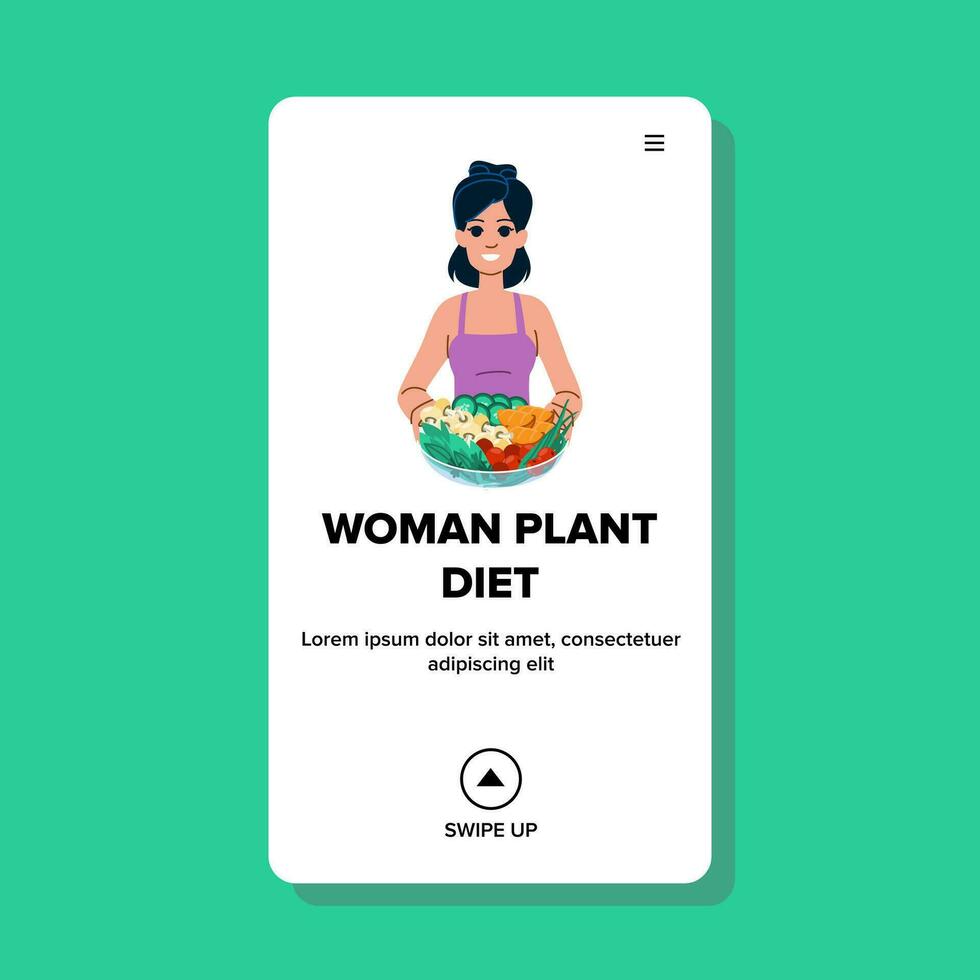 comida mujer planta dieta vector