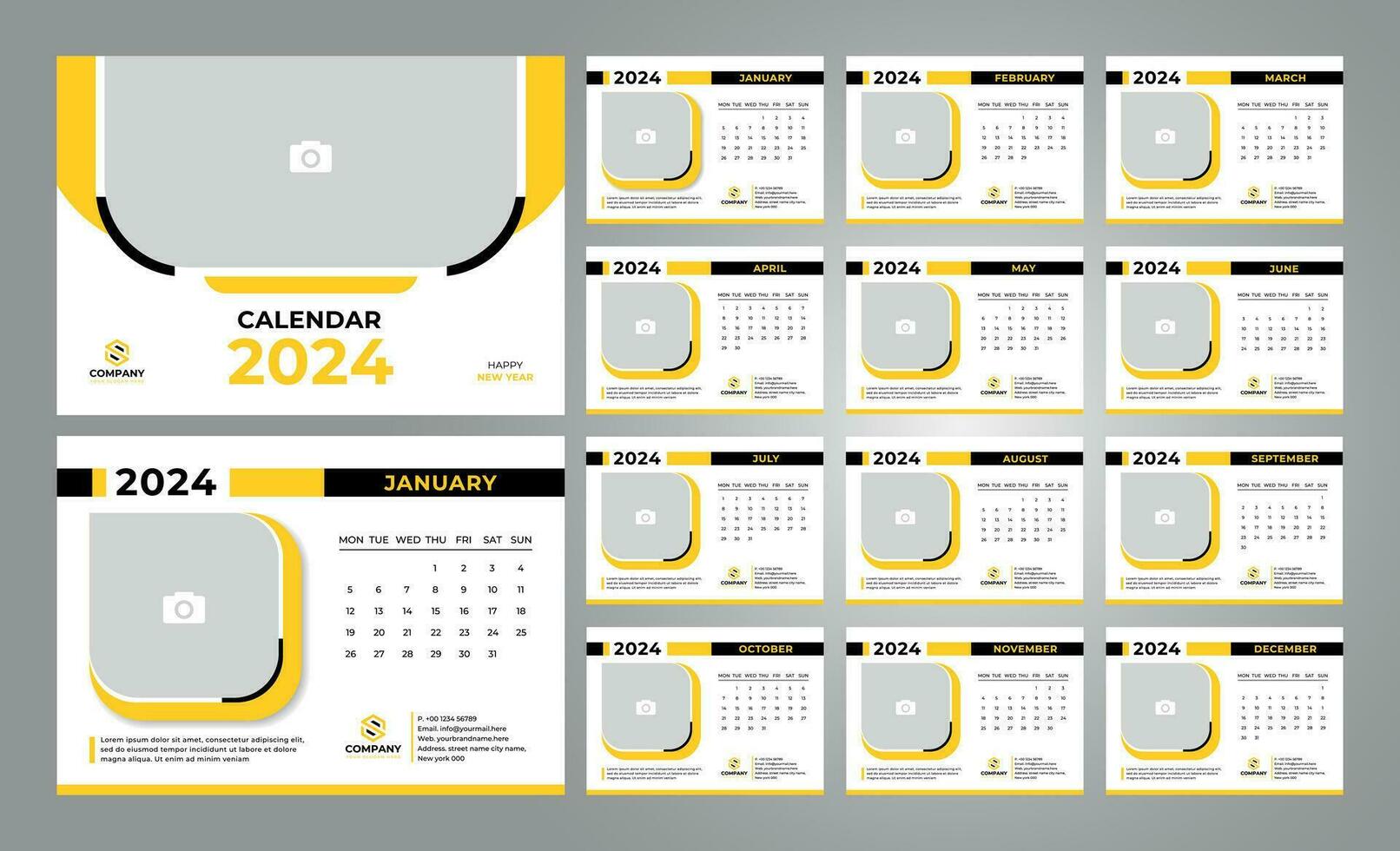 escritorio calendario 2024 modelo. profesional corporativo calendario diseño. a5 Talla vector