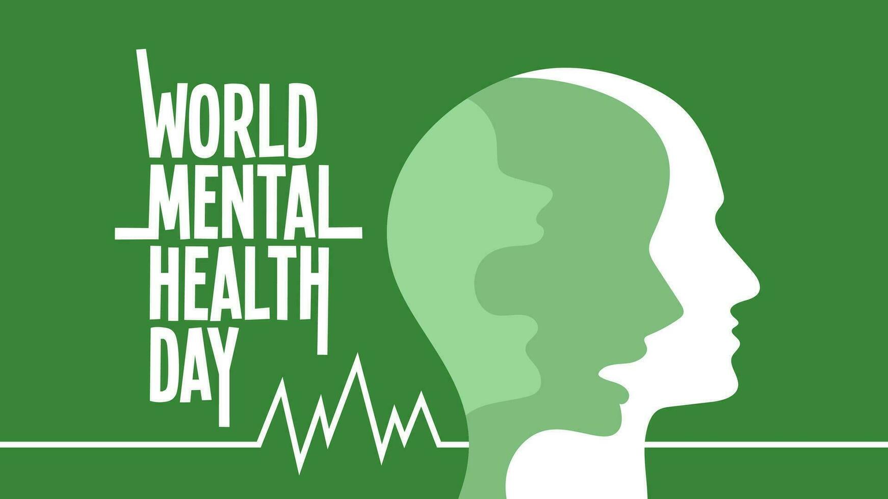 World Mental Health Day Banner With Bold Typography and Mental Disorder Silhouette Concept Illustration vector