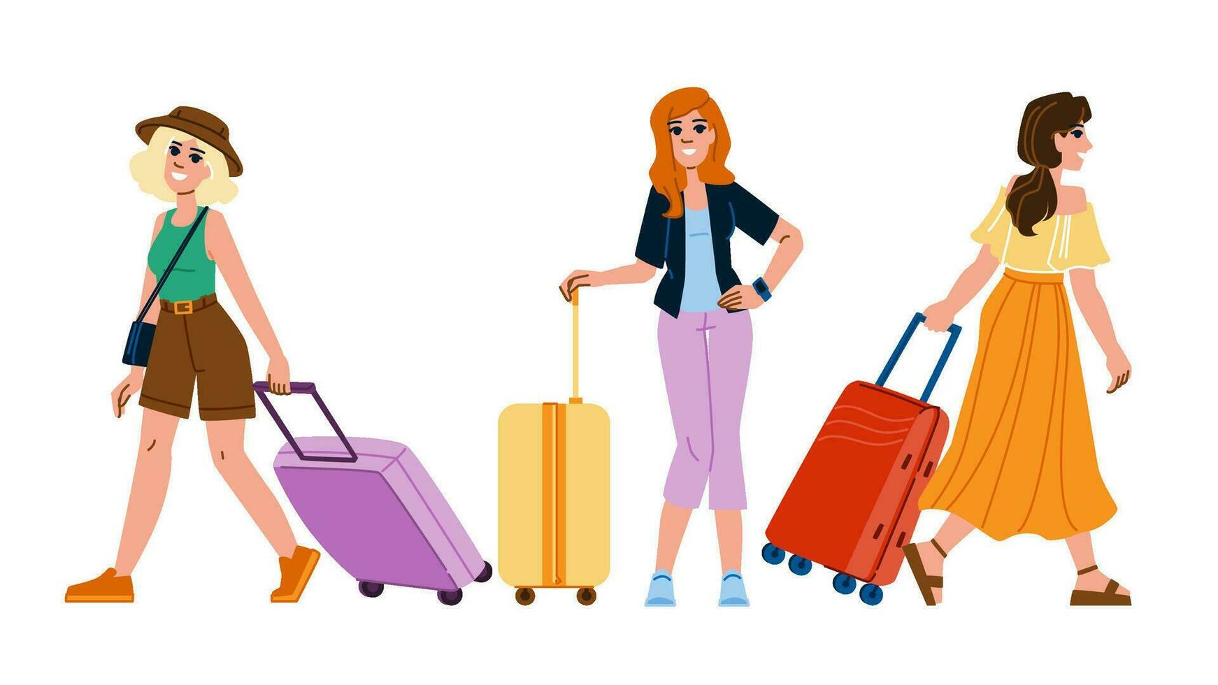 suitcase baggage woman vector