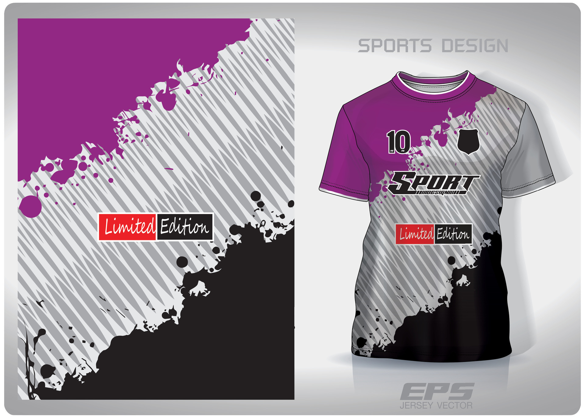 Jersey Design Vector Design Images, Black Gray Purple Patterned