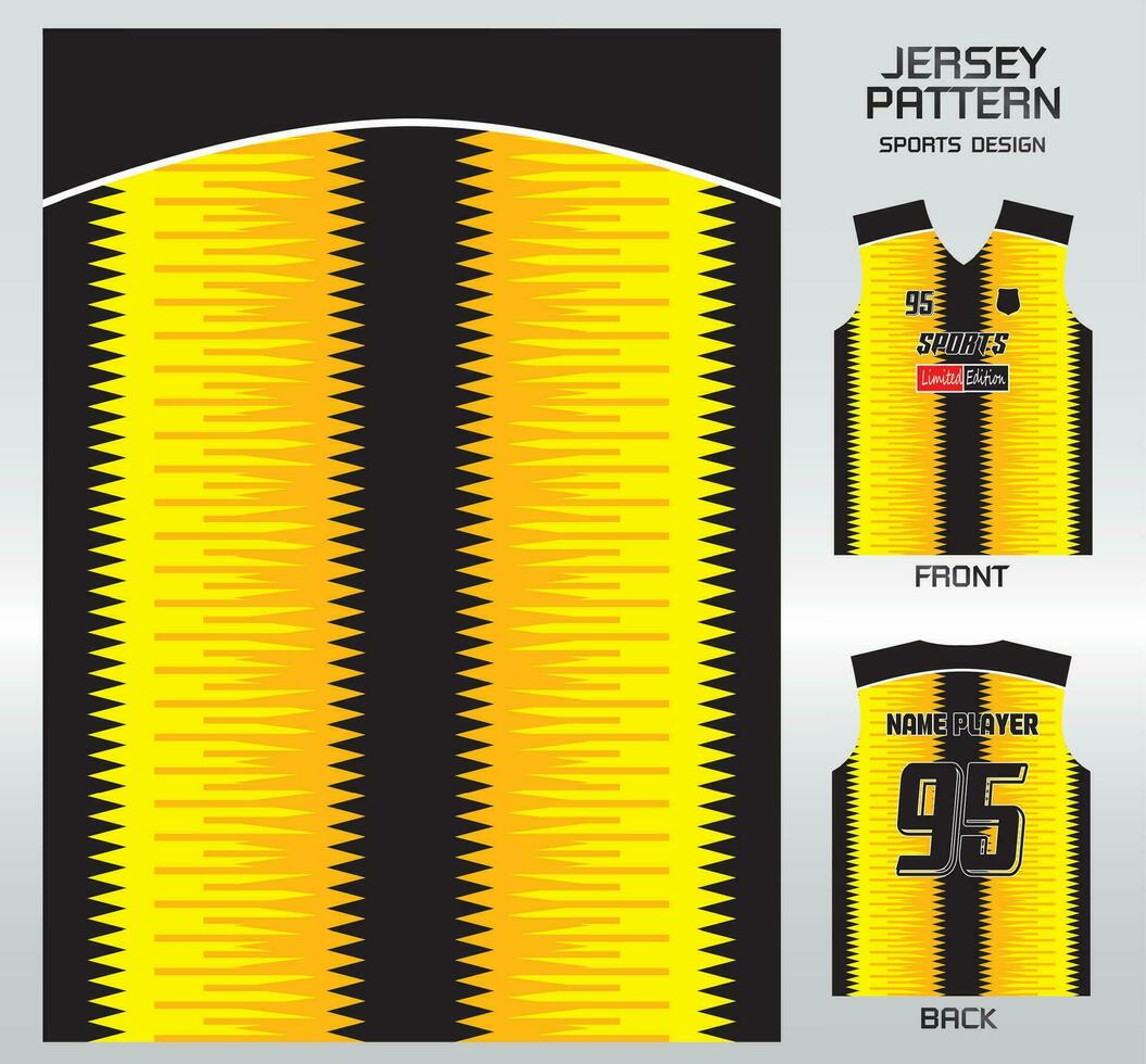 Pattern vector sports shirt background image.Black and yellow zigzag pattern design, illustration, textile background for sports t-shirt, football jersey shirt