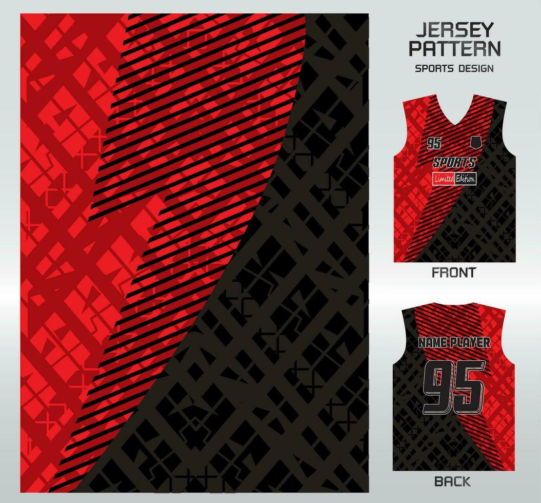 Pattern vector sports shirt background image.red black textile stencil pattern design, illustration, textile background for sports t-shirt, football jersey shirt