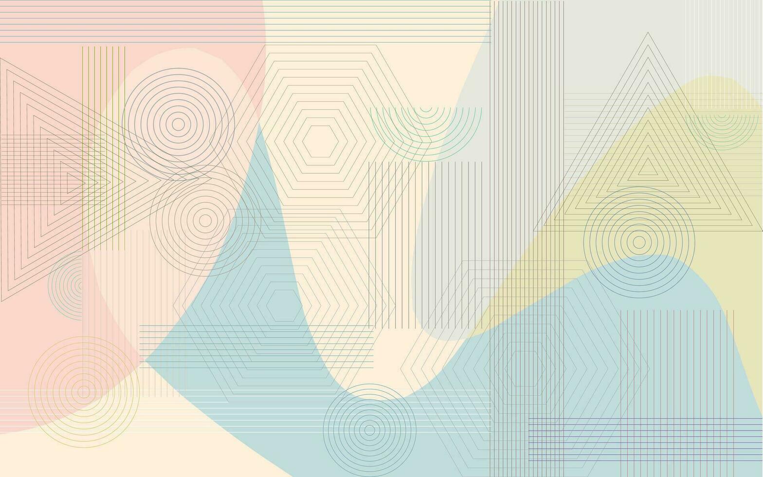 abstract background circle line round and square pastel color minimalism style vector