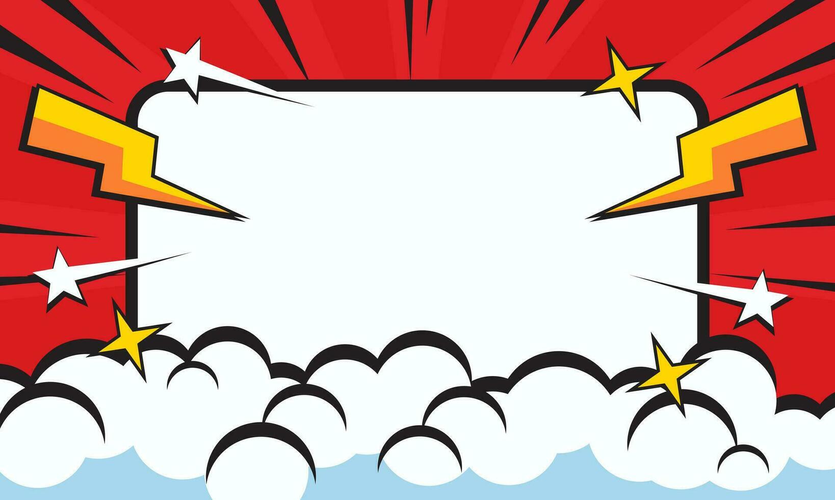 pop art comic background with cloud illustration. flat comic style background vector