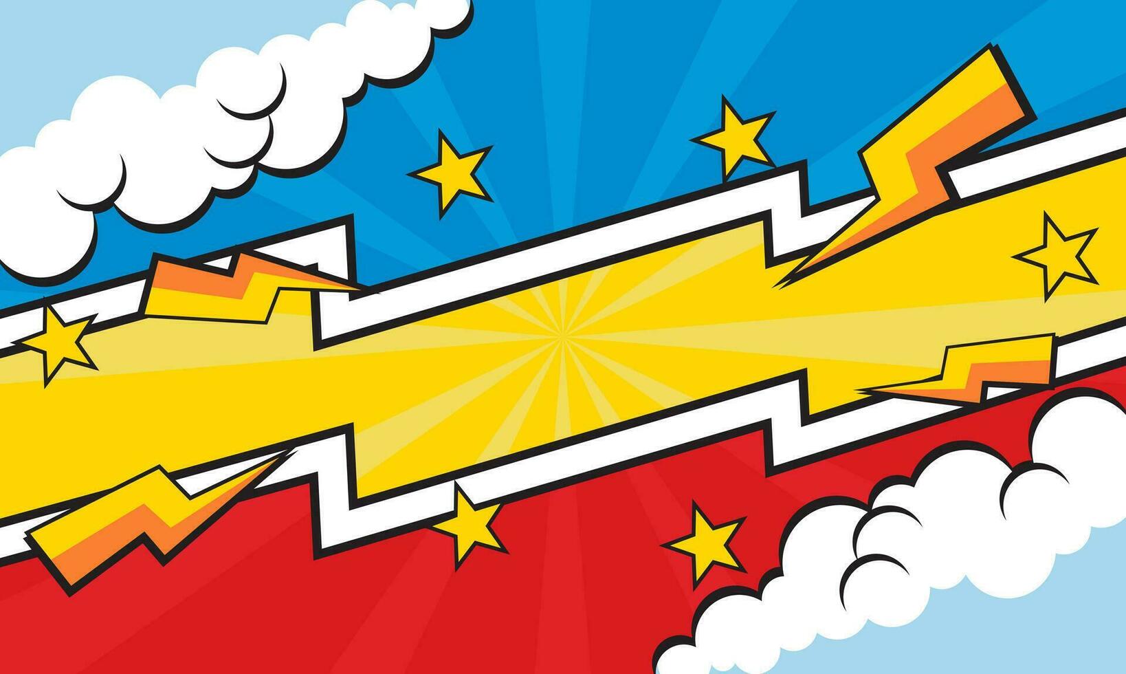 pop art comic background with cloud illustration. flat comic style background vector