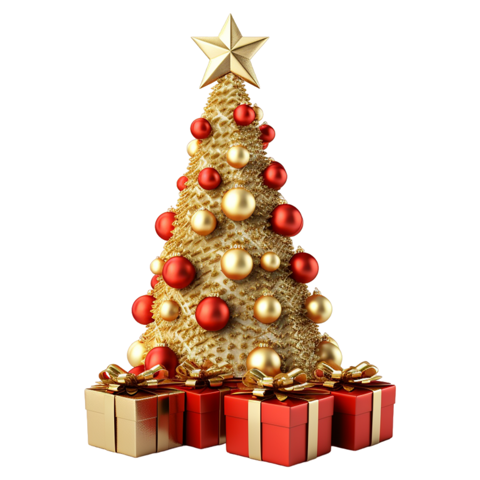 3d regalo caja Navidad árbol ai generativo png