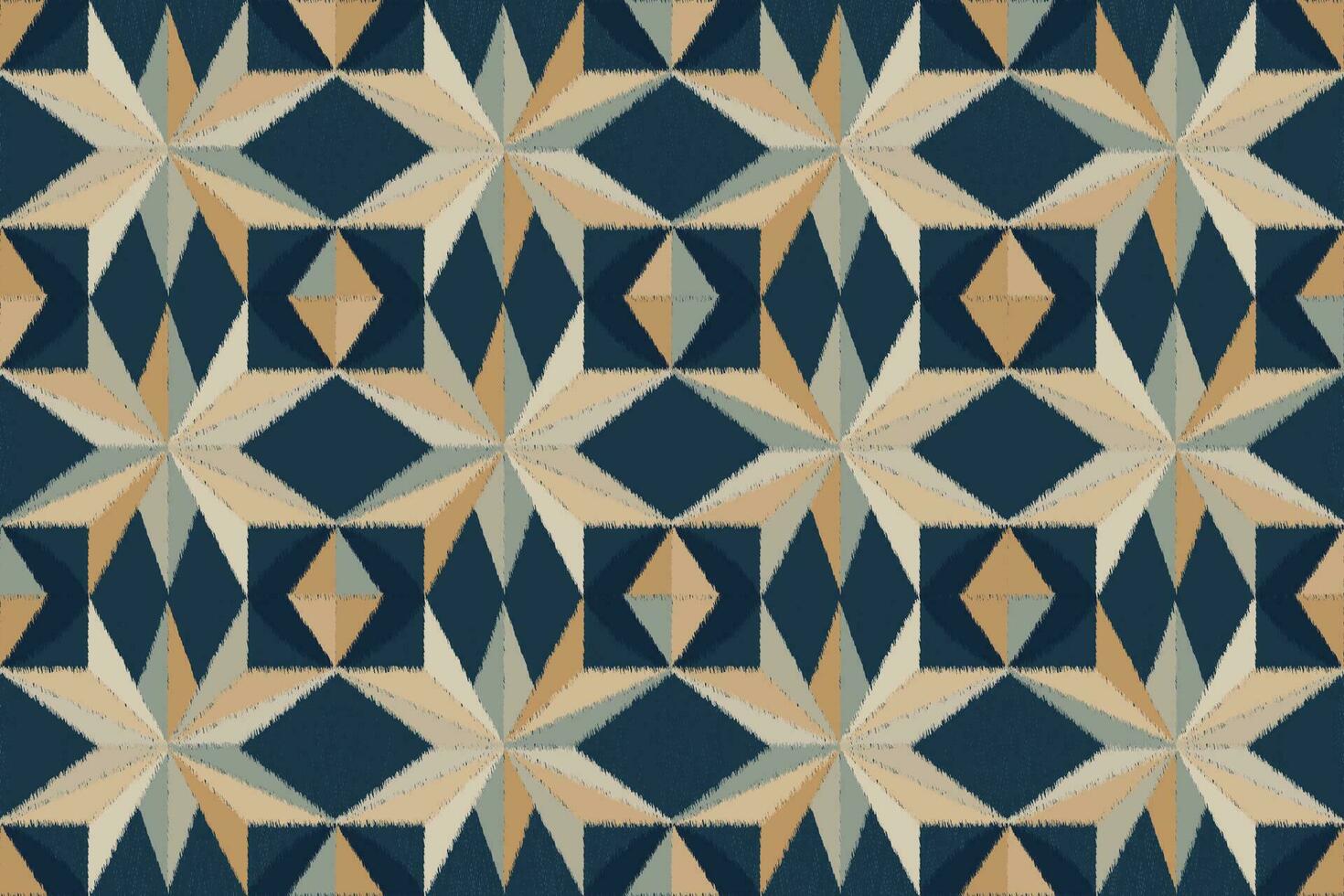 Ikat Pattern, illustration design for texture or fabric print. Indigo pattern, blue background, colorful pattern, diamond pattern. vector