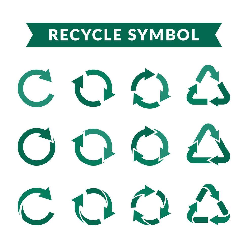 recycle icon symbol vector. recycling illustration, rotation arrow icon set isolated background vector