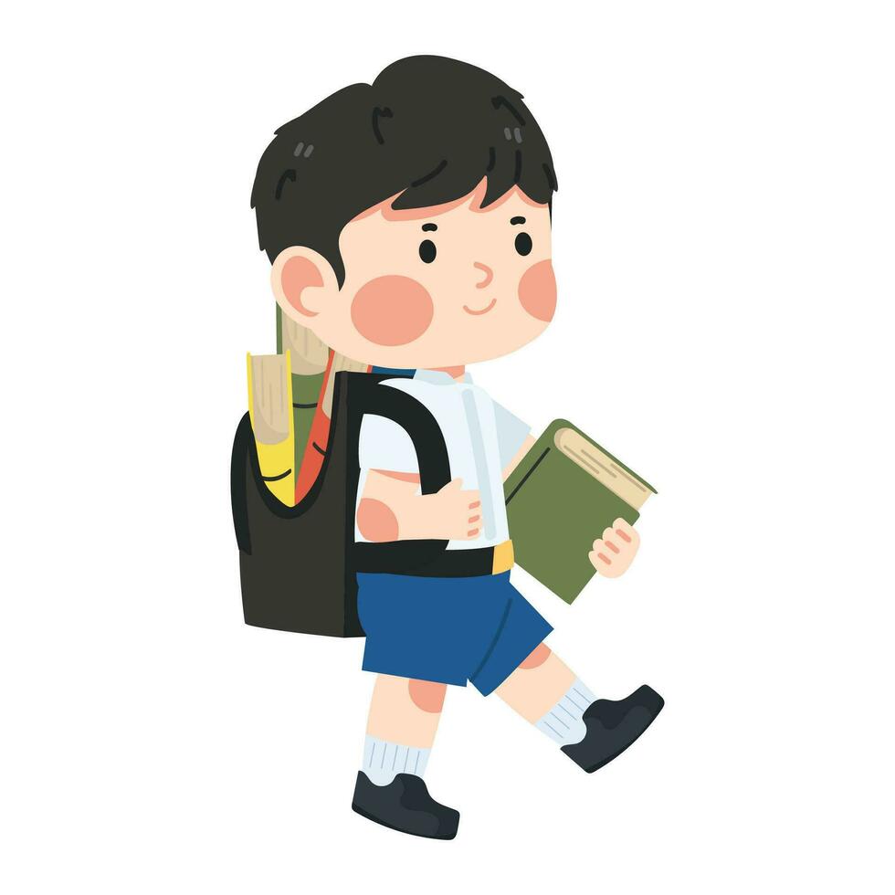 Boy student going to school vector