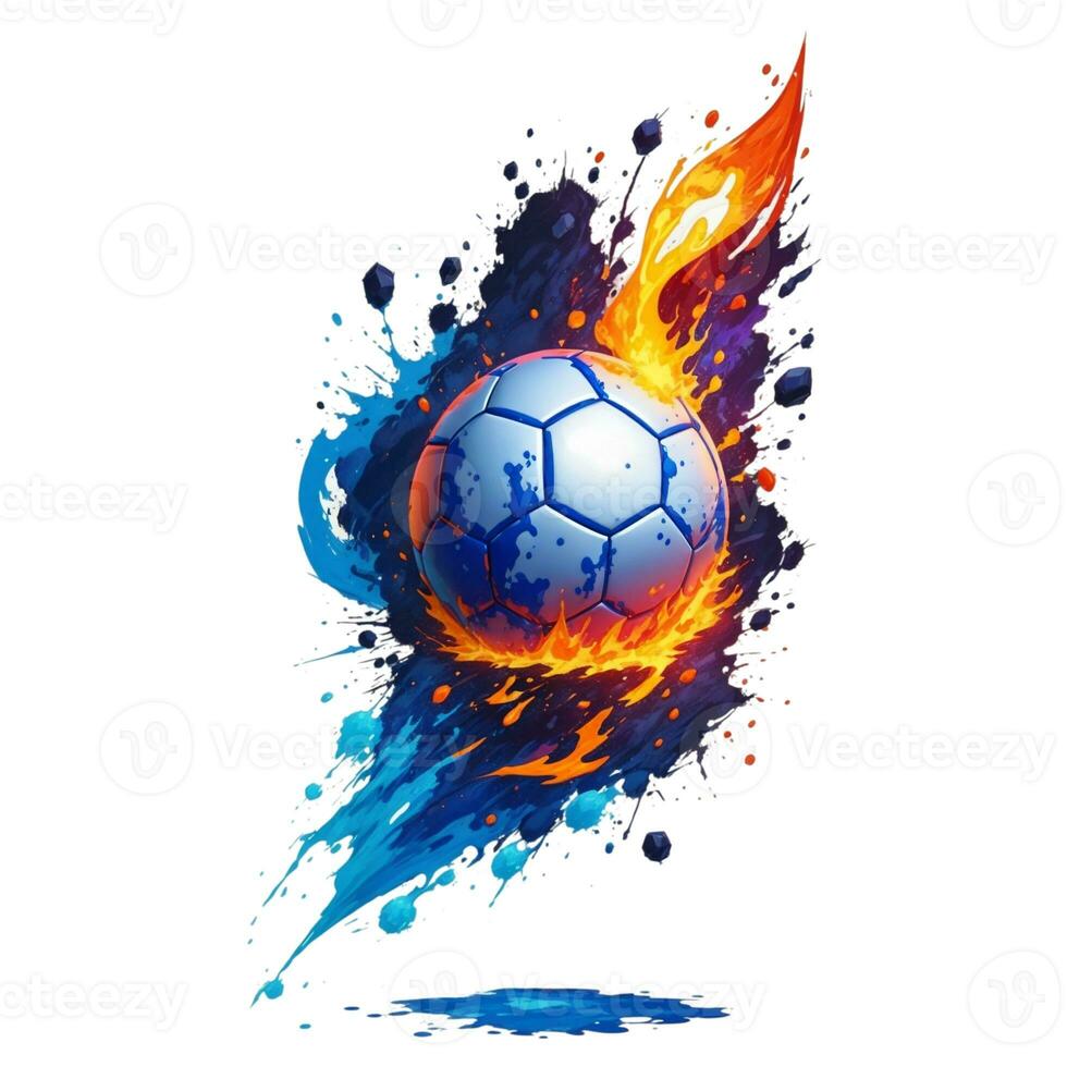 soccer ball graphic on paint splash background isolated on white background photo