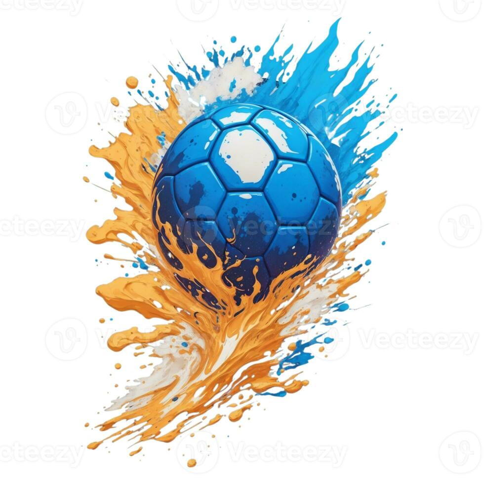 soccer ball graphic on paint splash background isolated on white background photo