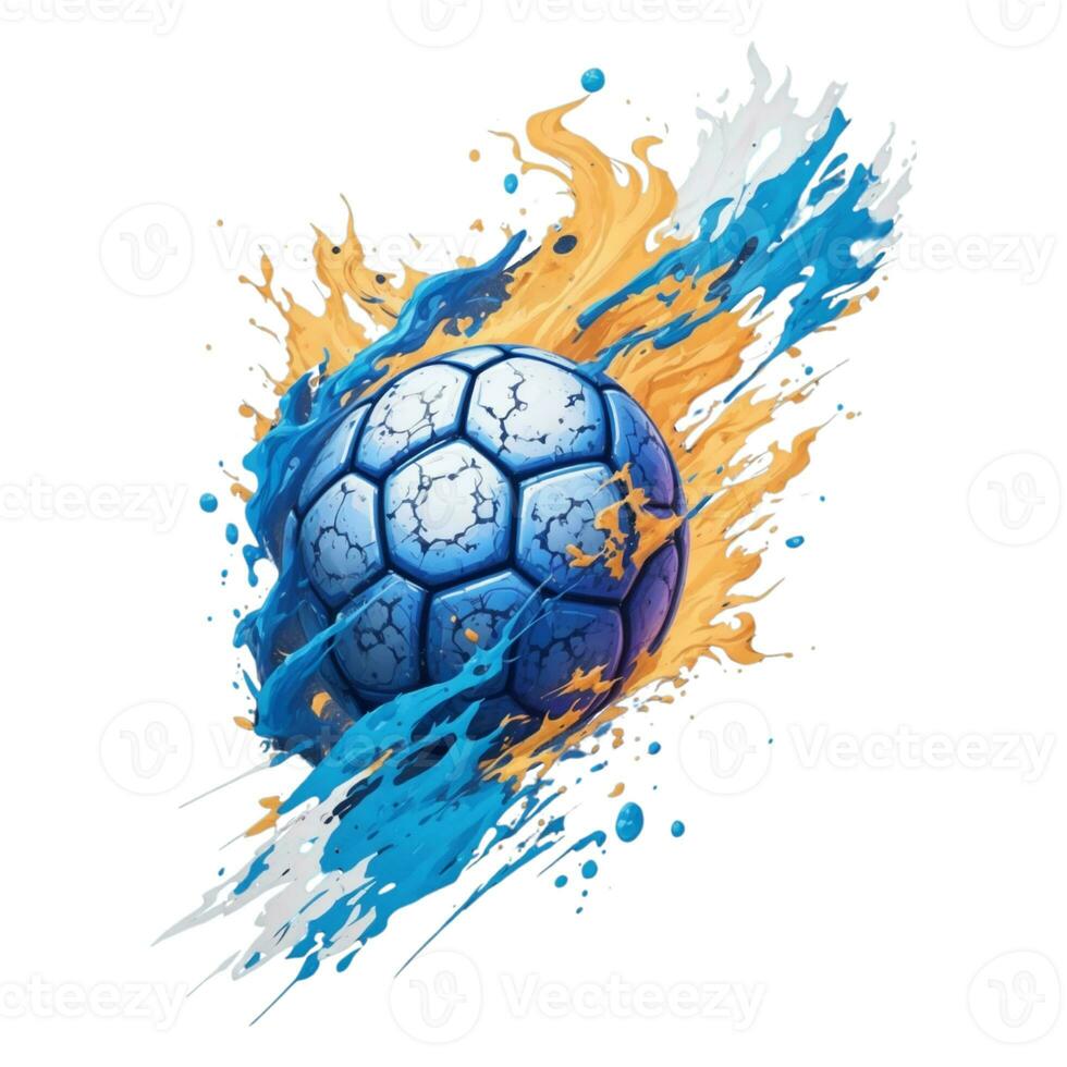 soccer ball graphic on paint splash background isolated on white background photo