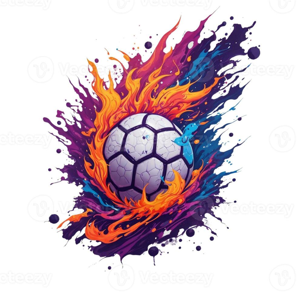 soccer ball graphic on paint splash background isolated on white background photo