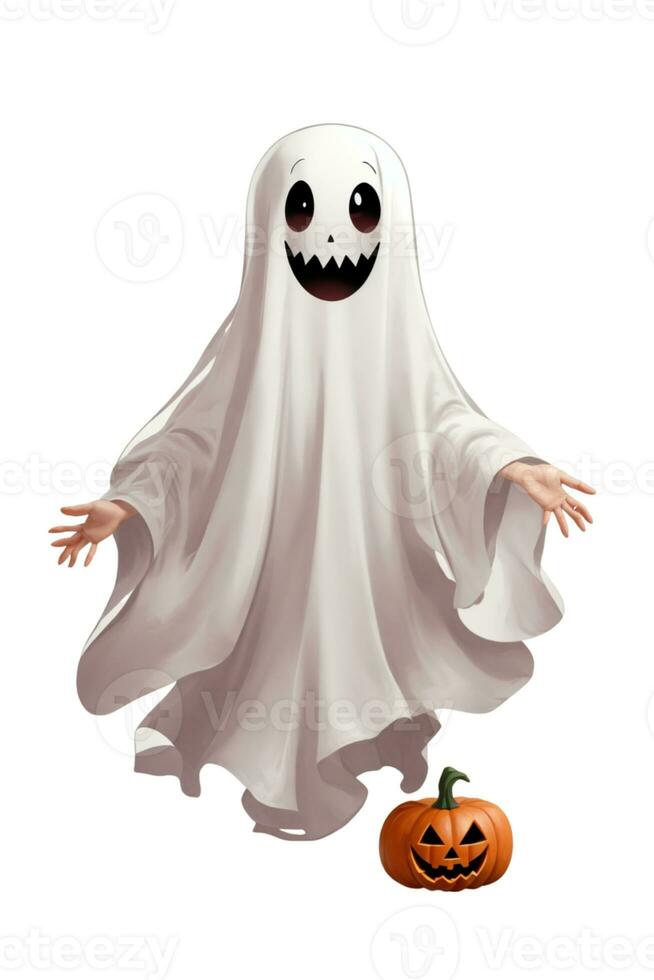 white ghost on a light background kawaii graphics for halloween photo