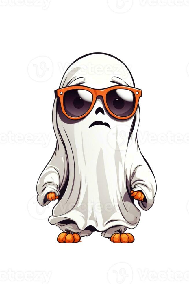 white ghost on a light background kawaii graphics for halloween photo