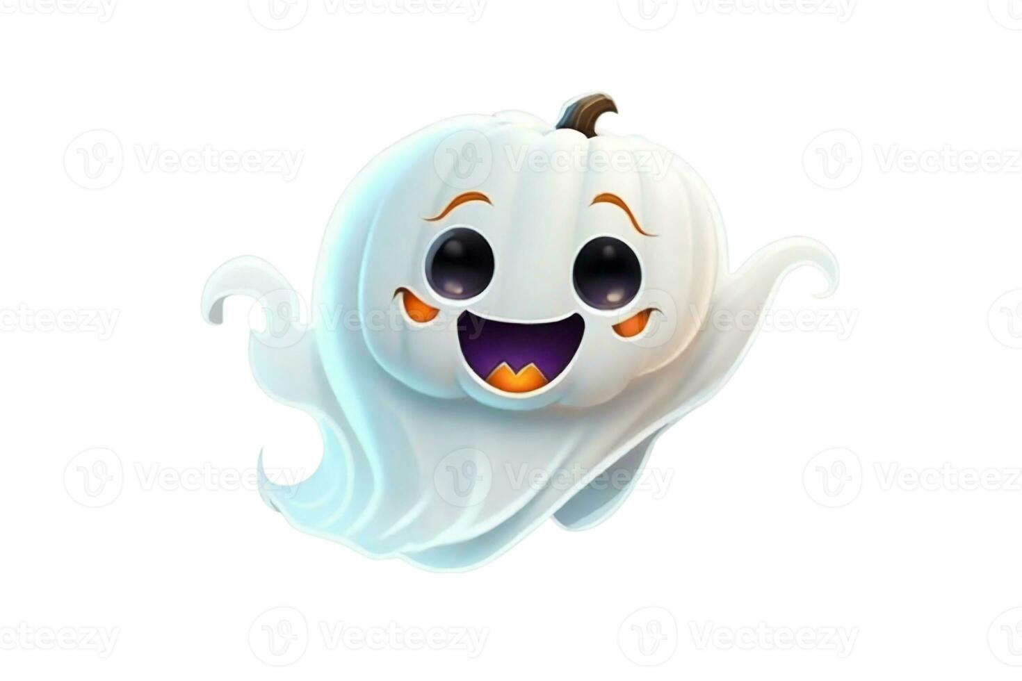 white ghost on a light background kawaii graphics for halloween photo