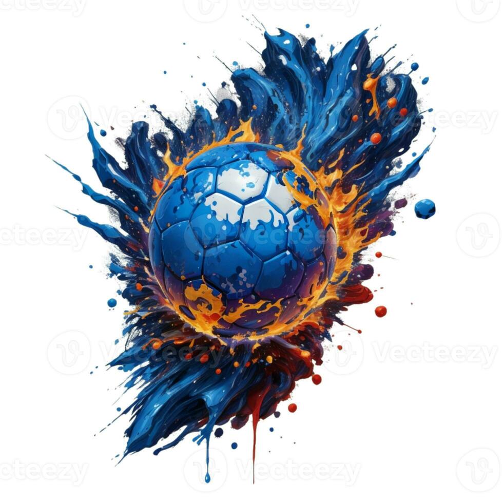 soccer ball graphic on paint splash background isolated on white background photo