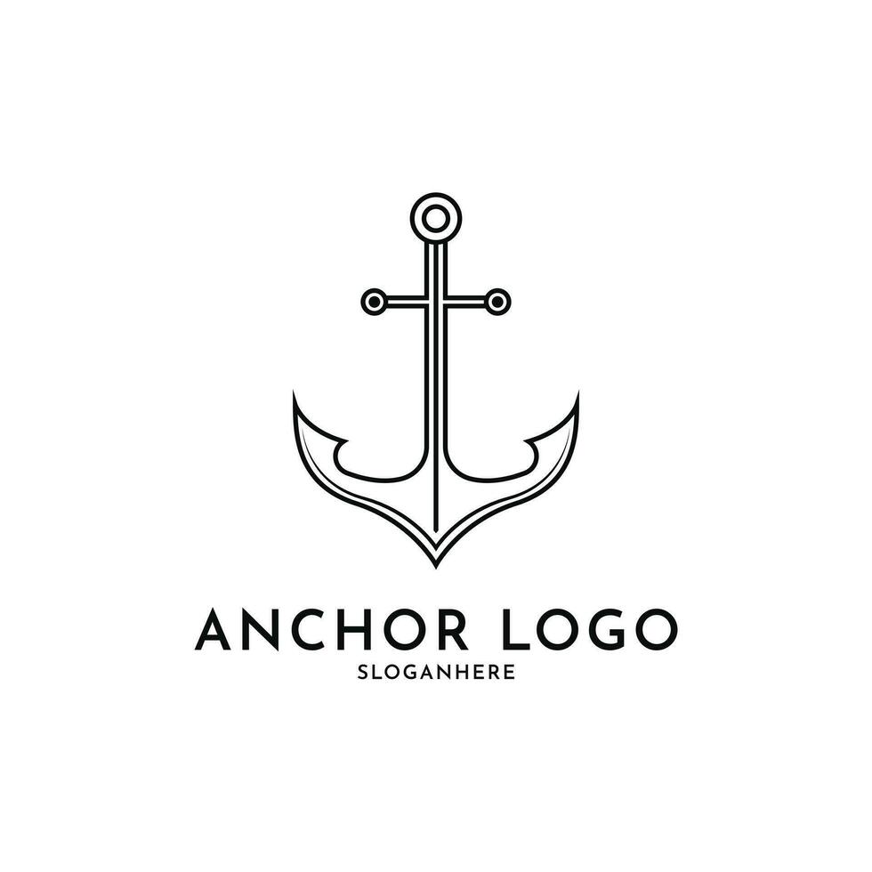 Simple Anchor logo design concept vector