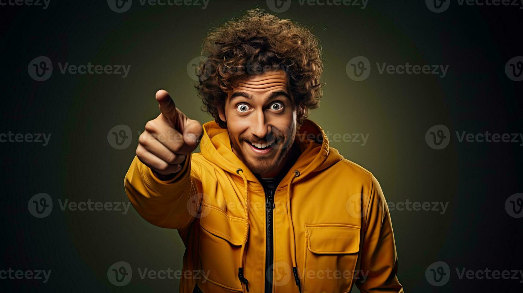 smiling african american man pointing with finger at camera isolated on background. Generative AI photo