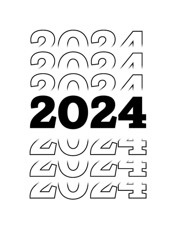 2024 Happy New Year. Template with black and white letter logo for calendar, poster, flyer, banner. vector