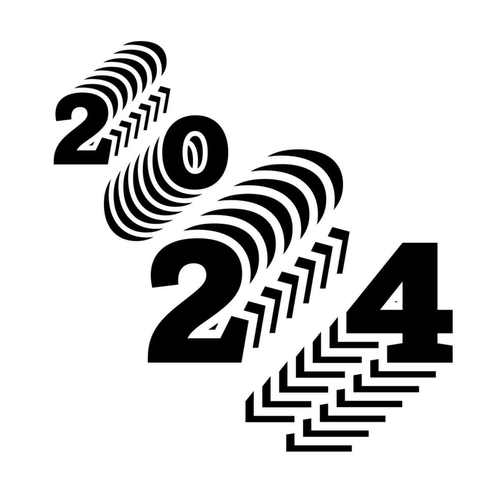 2024 contento nuevo año. modelo con negro y blanco letra logo para calendario, póster, volantes, bandera. vector