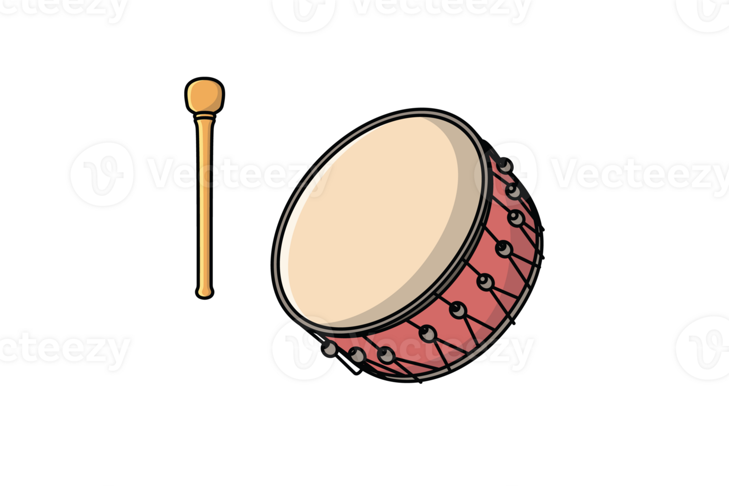 Drum Snare with Sticks vector illustration. Music instrument object icon concept. Drum musical symbol or snare drum with sticks vector design. png