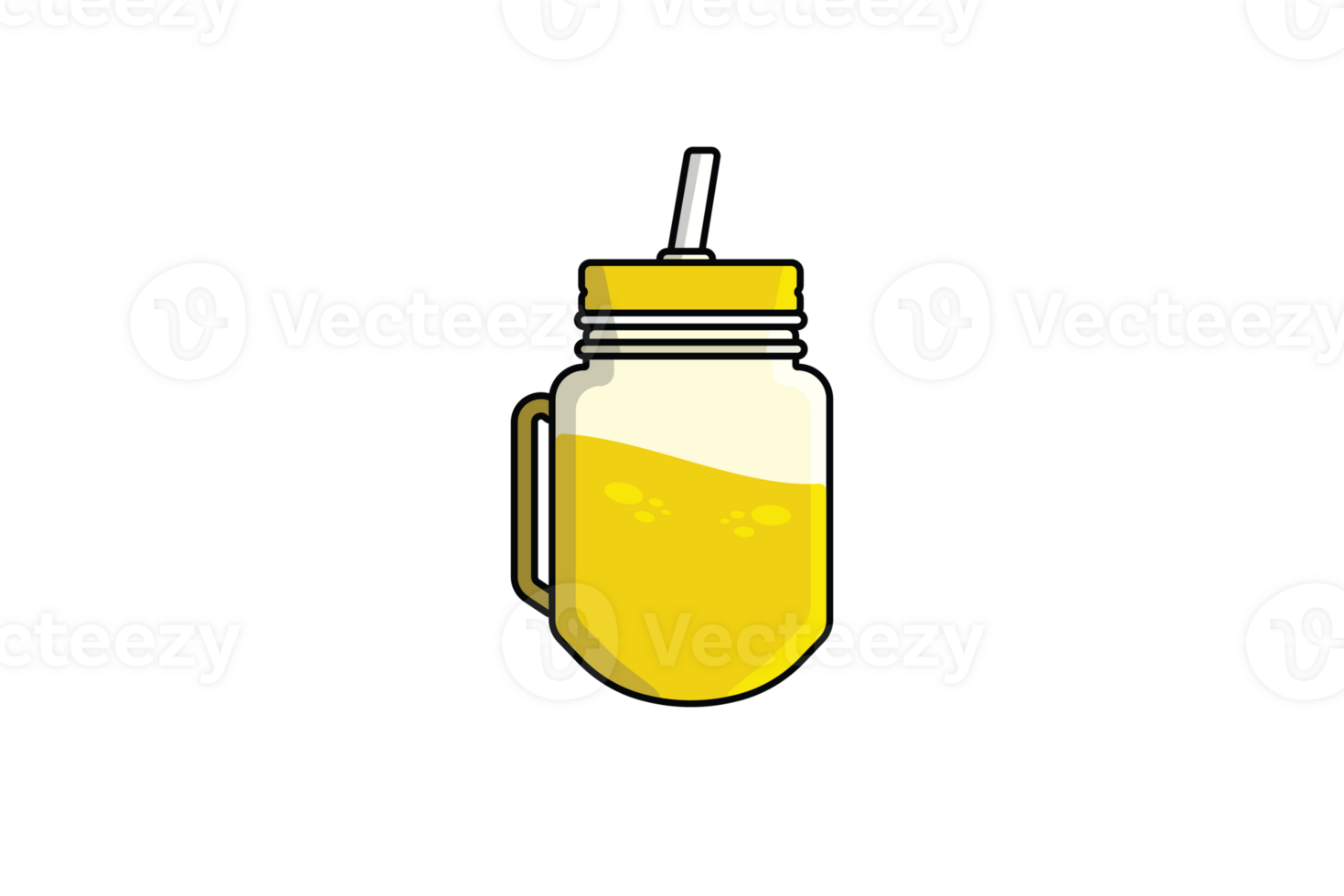 Limone succo nel muratore vaso boccale con potabile cannuccia vettore illustrazione. cibo e bevanda oggetto icona concetto. salutare fitness Limone, dolce crudo biologico estate scuotere, dieta stile di vita design. png