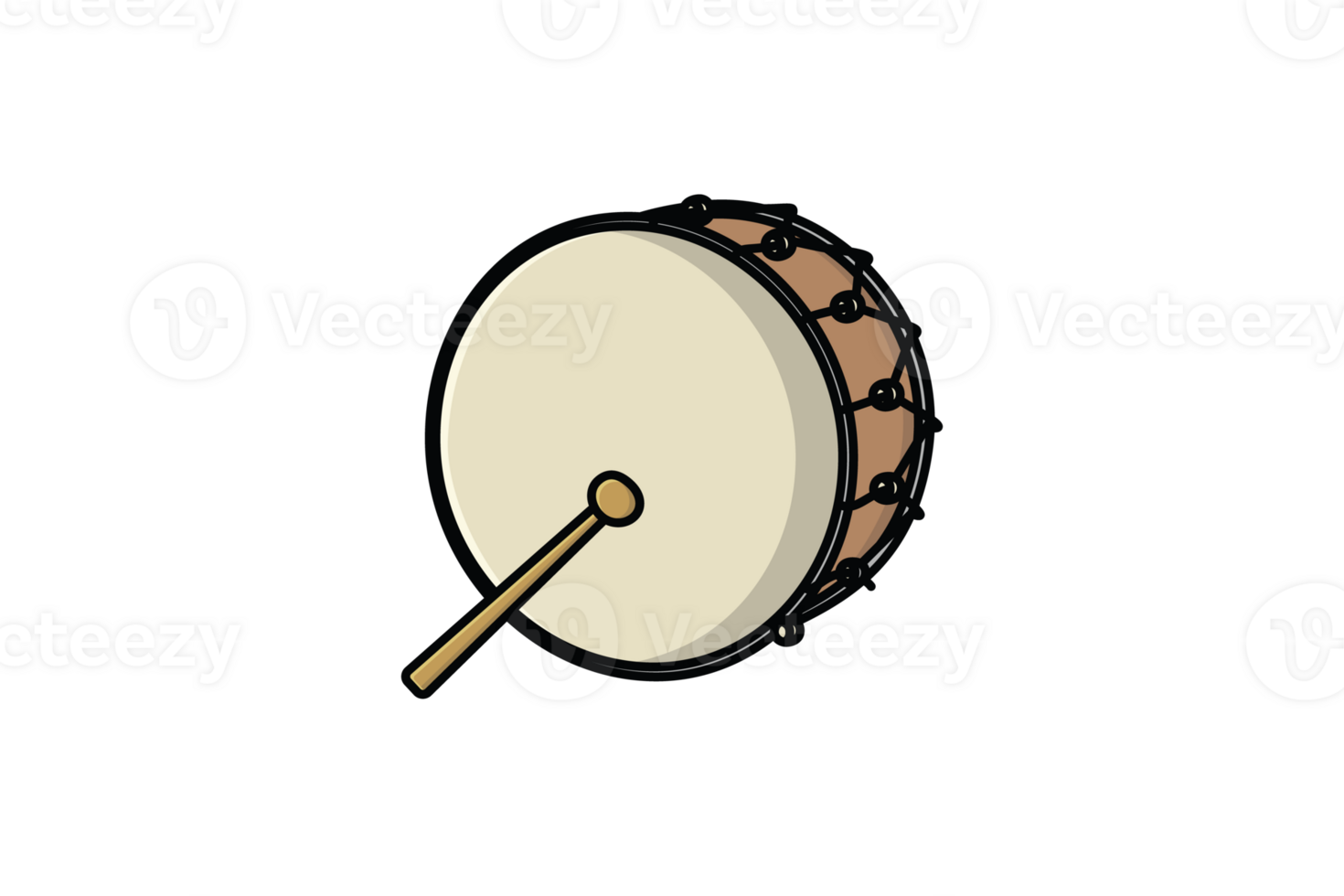 Drum Snare with Sticks vector illustration. Music instrument object icon concept. Drum musical symbol or snare drum with sticks vector design. png