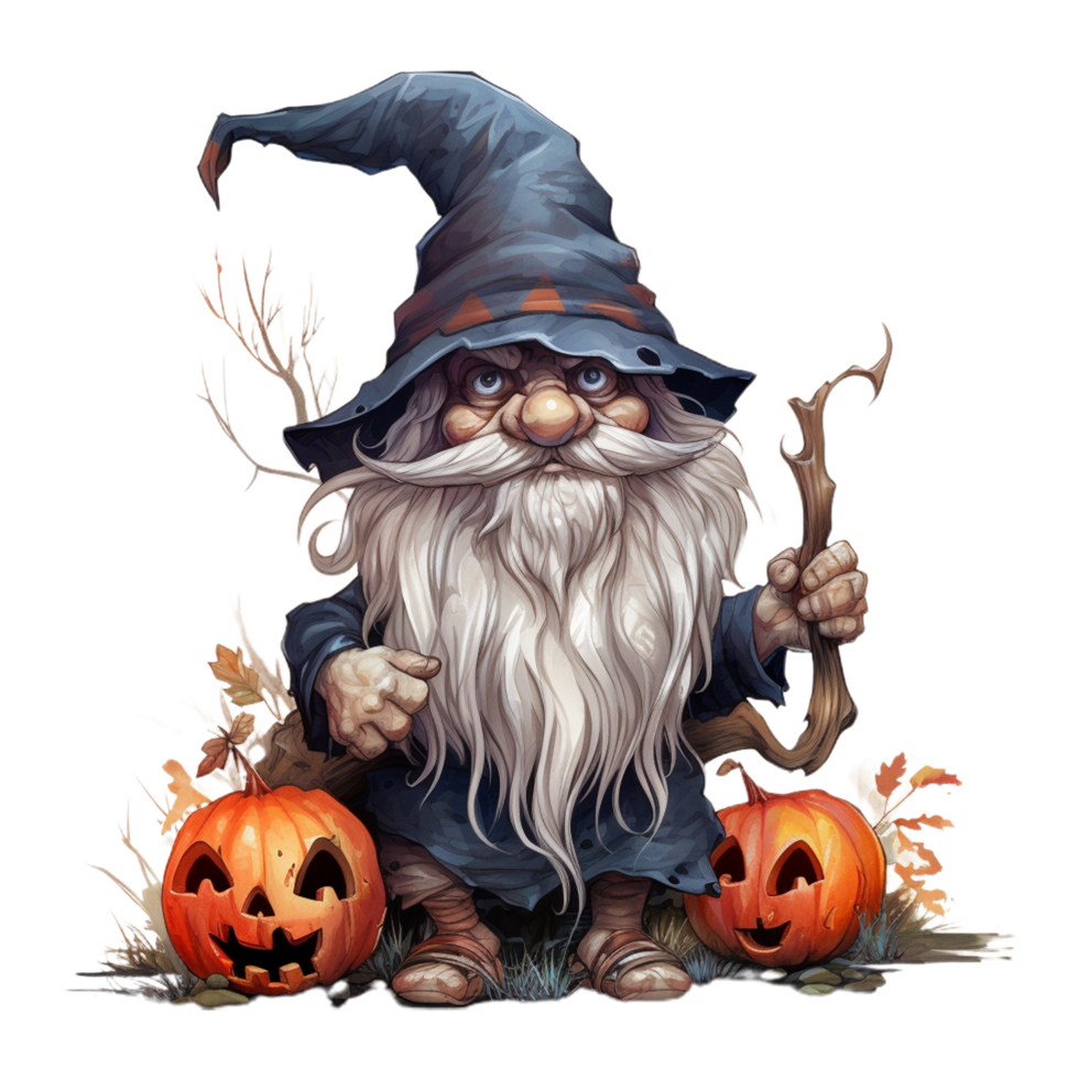 halloween gnome with halloween pumpkin ai generative png