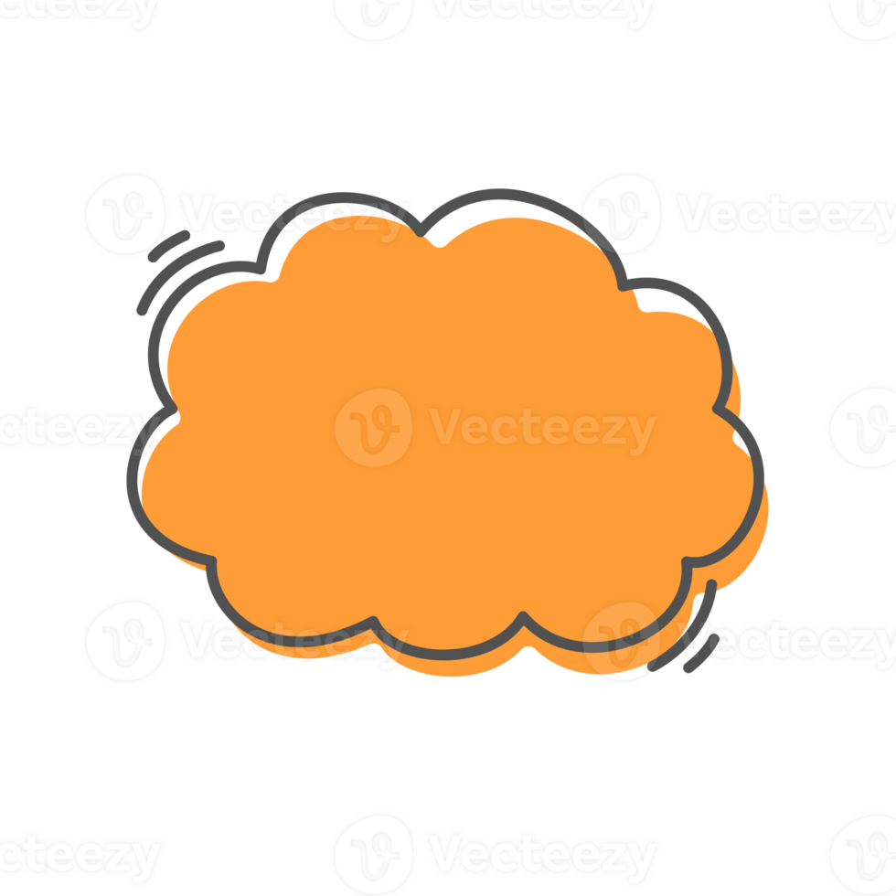 Hand drawn text box. Cute cartoon style talking dialogue. png