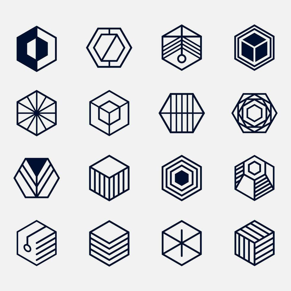 Hexagon logo set design elements 28177213 Vector Art at Vecteezy