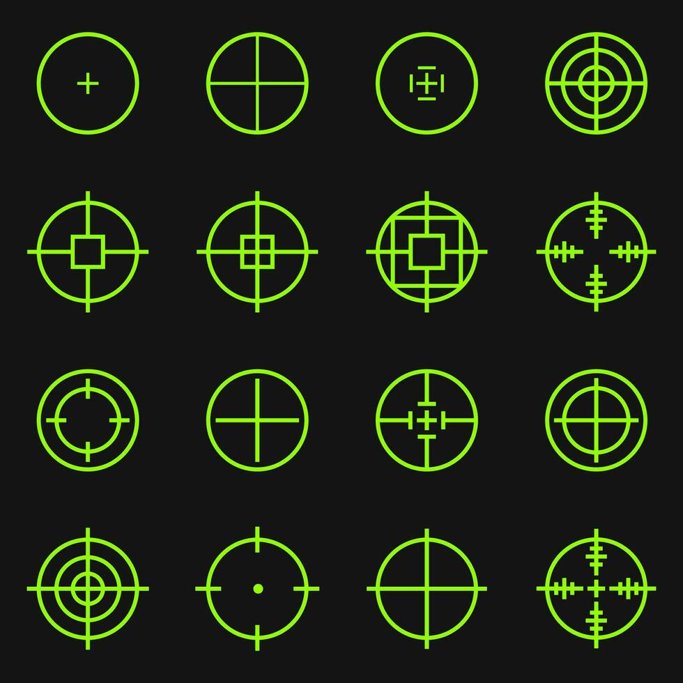 Set of green crosshairs design elements vector