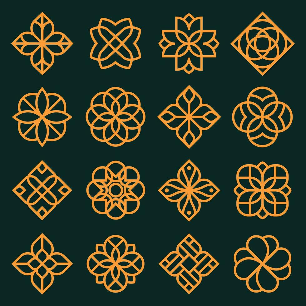 Set of celtic symbols, lines and shapes vector