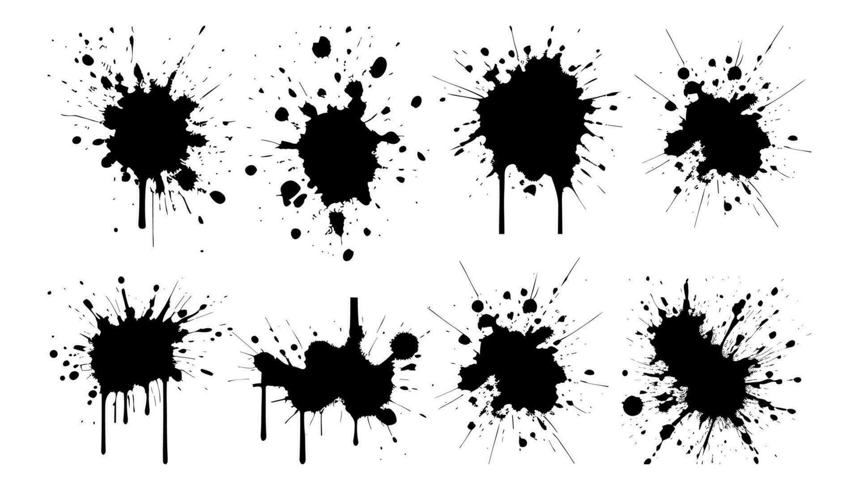 Black ink brush strokes collection vector