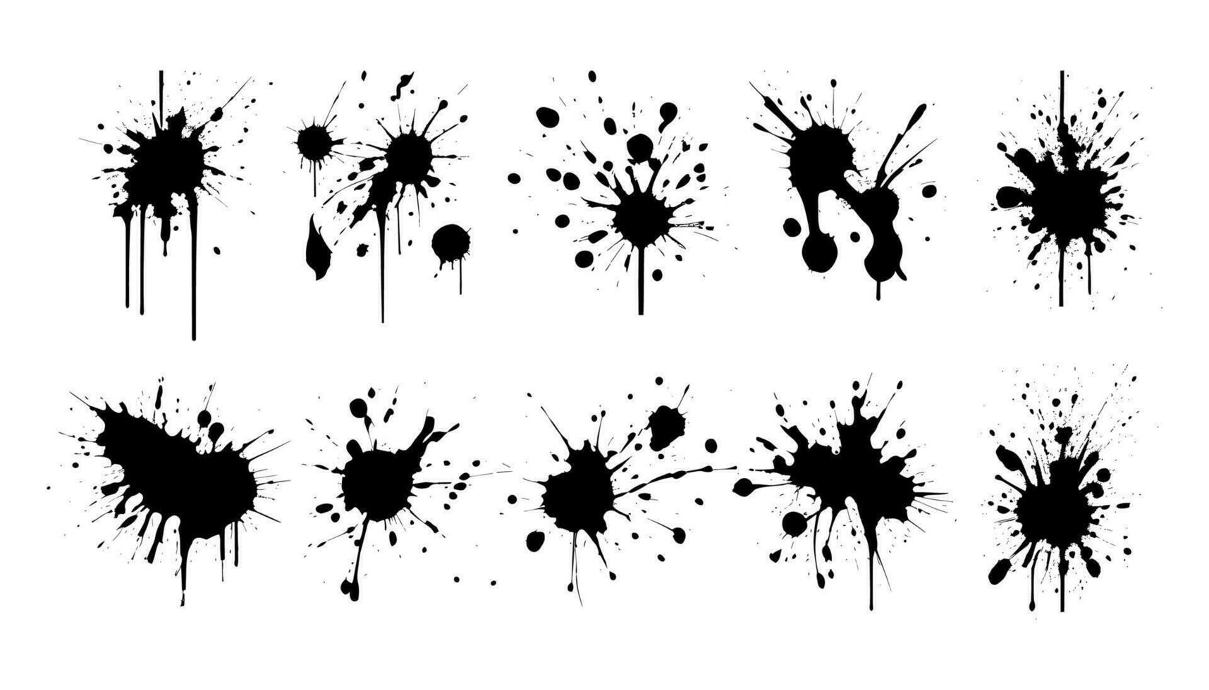 Vector Ink Brush Texture Collection. Hand Drawing Grunge Ink Splatter Collection