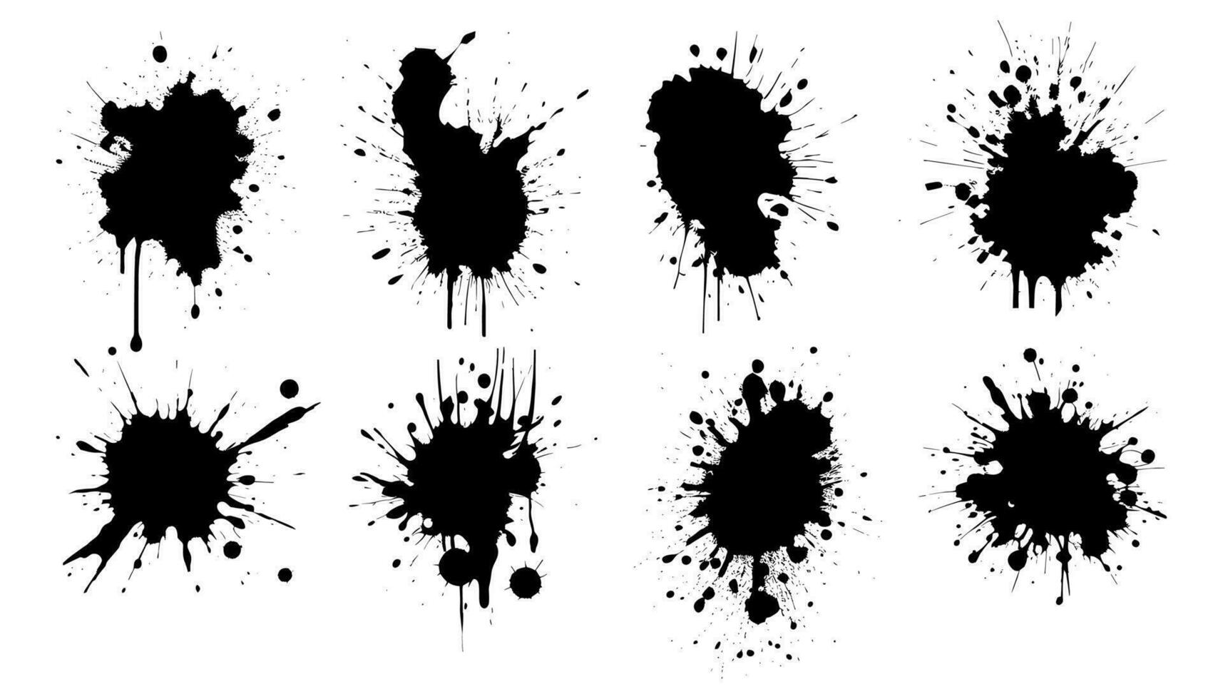 Vector Ink Brush Texture Collection. Hand Drawing Grunge Ink Splatter Collection