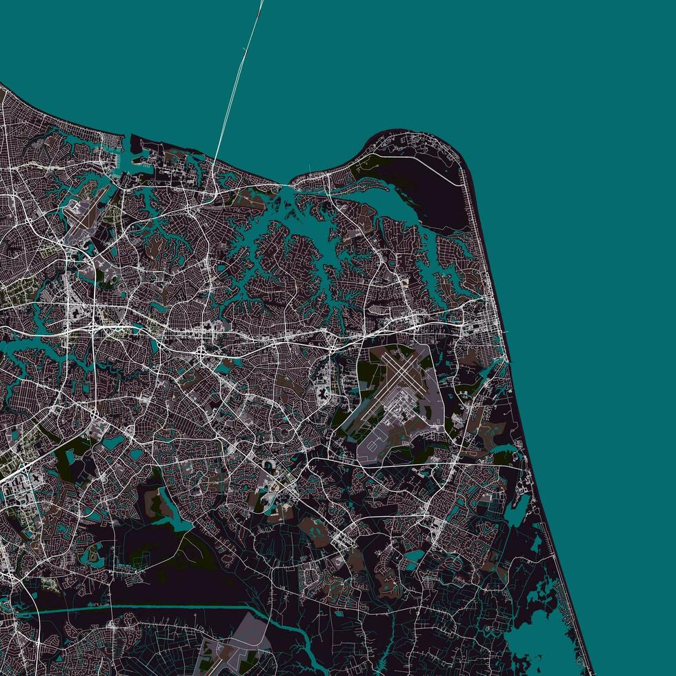 Vector city map of Virginia Beach, USA