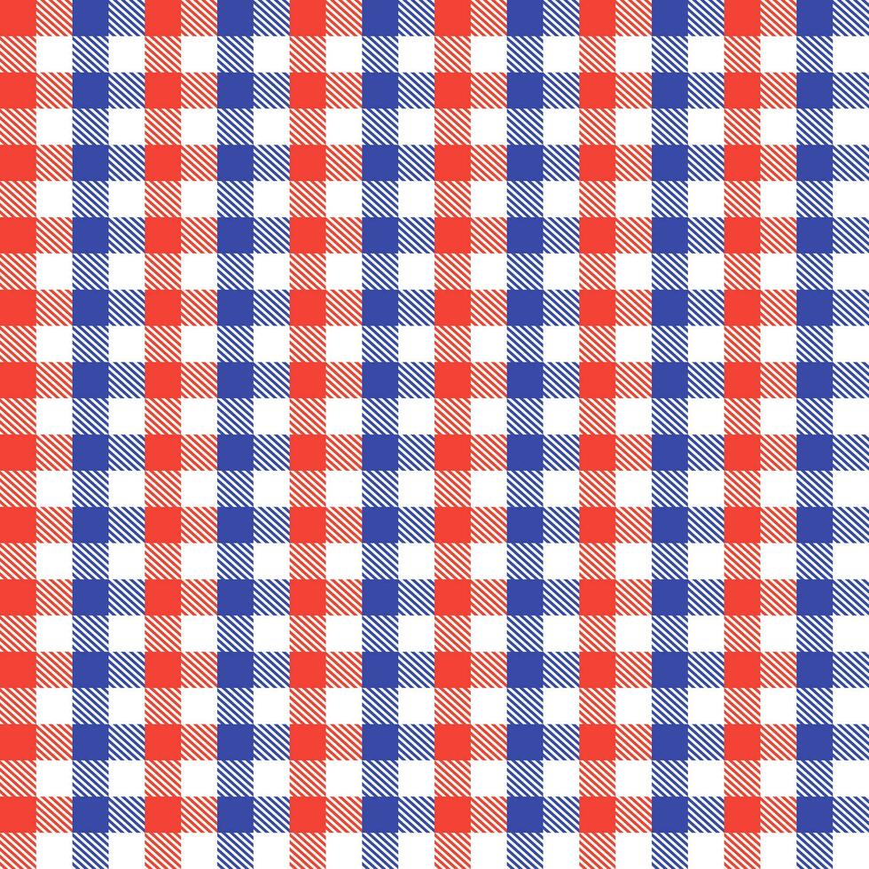 4th of July plaid pattern with oblique line inside background. plaid pattern background. plaid background. Seamless pattern. for backdrop, decoration, gift wrapping, gingham tablecloth, blanket. vector