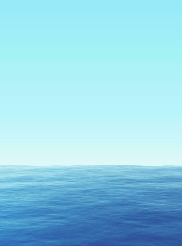 3d illustration. Calm surface of seascape with clear blue sky. vector