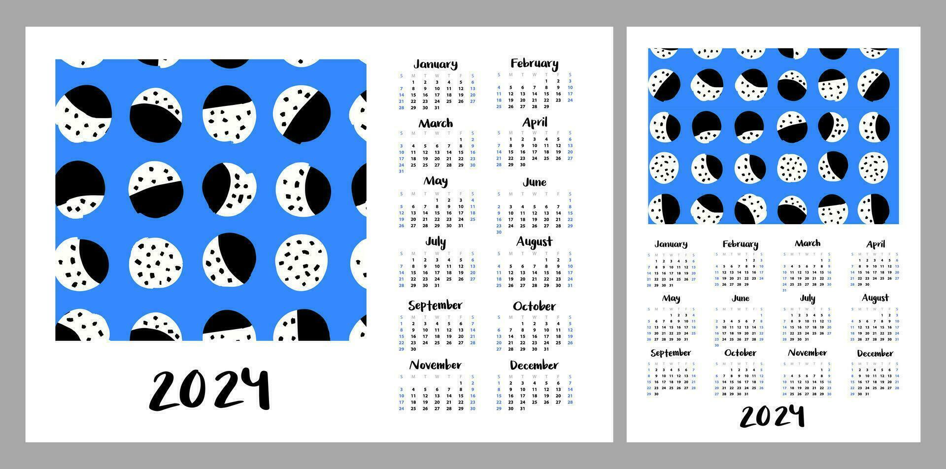 calendario diseño para 2024. hermosa resumen ilustración. vertical y horizontal diseños para a4, a5 impresión vector