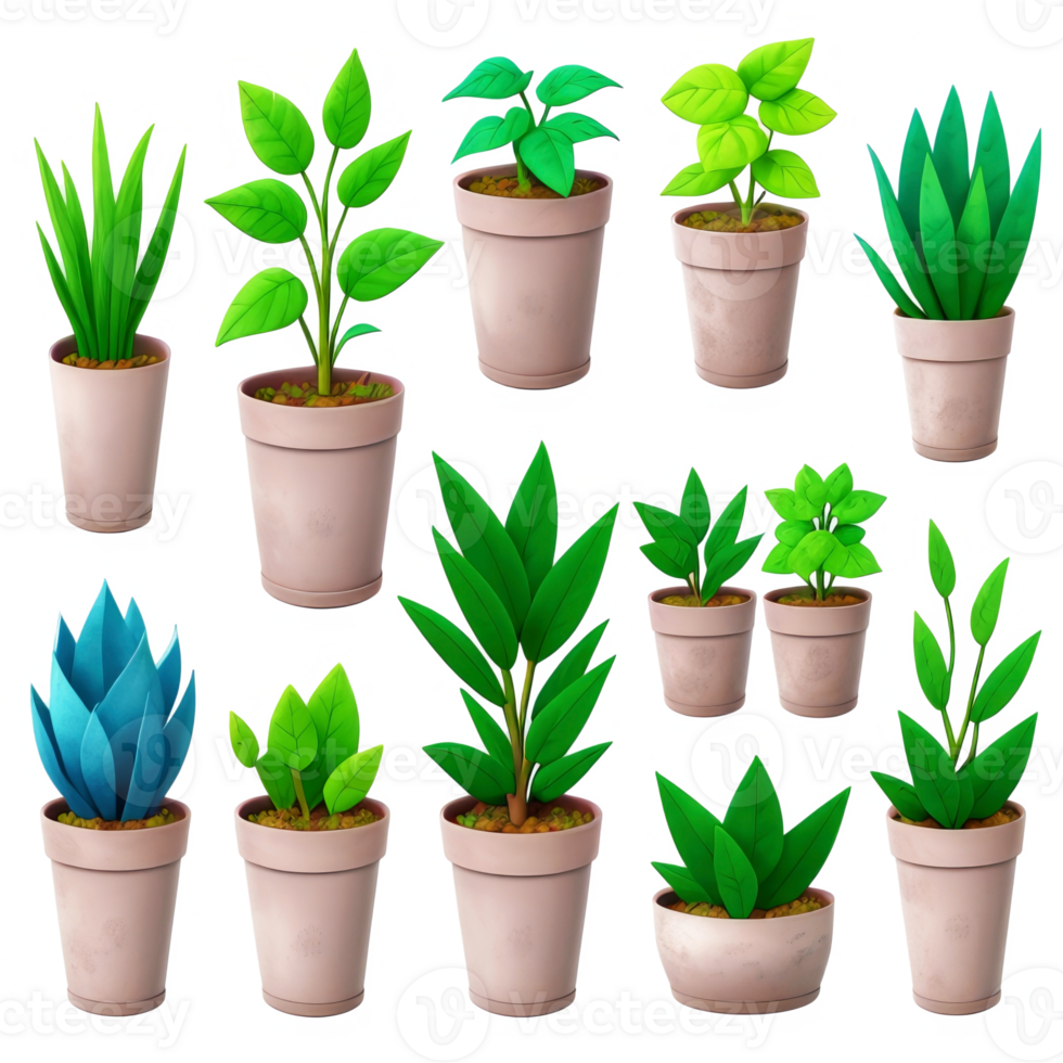 Plants in pots on transparent background.Generative AI. png