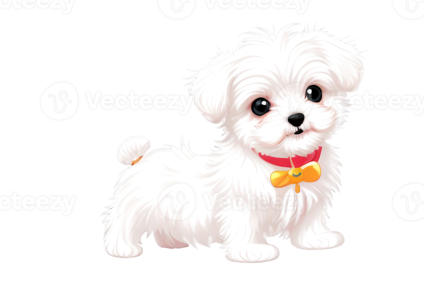 Cute maltese puppy on transparent background.Generative AI. png