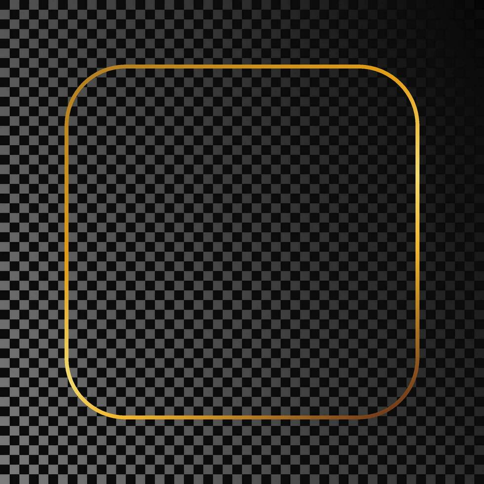 Gold glowing rounded square frame vector