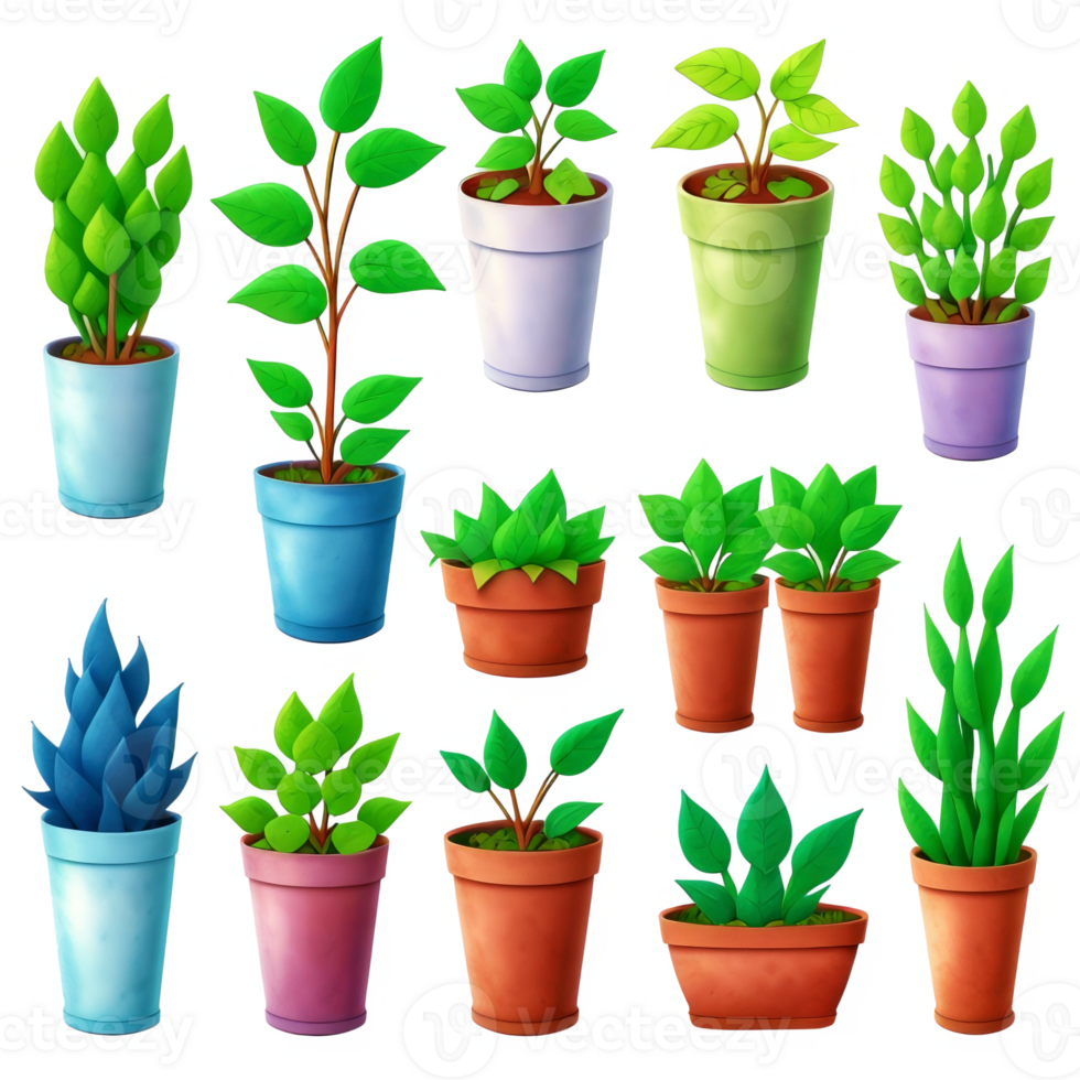 Plants in pots on transparent background.Generative AI. png