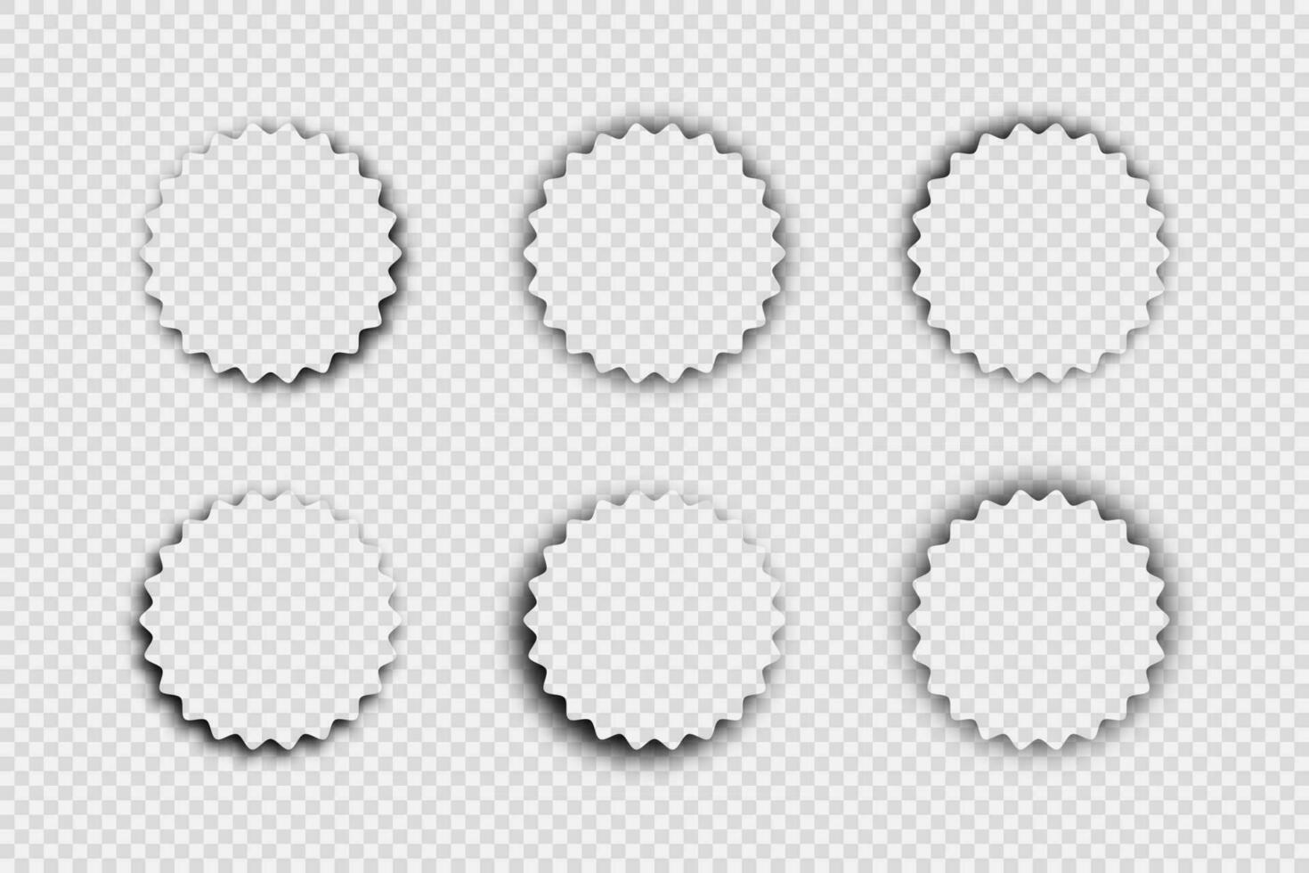 Dark realistic shadow. Set of six round shadows isolated on background. Vector illustration.