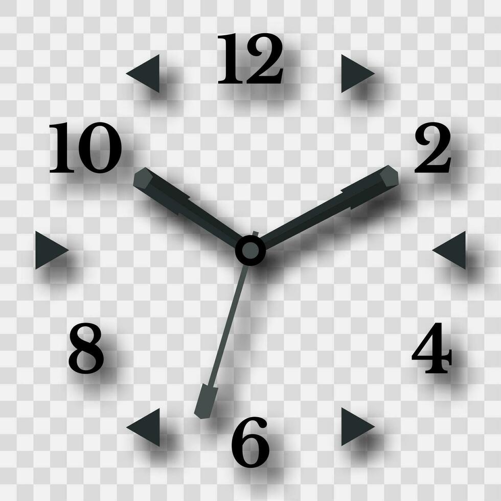 Watch dial on a transparent background with a shadow. Vector illustration