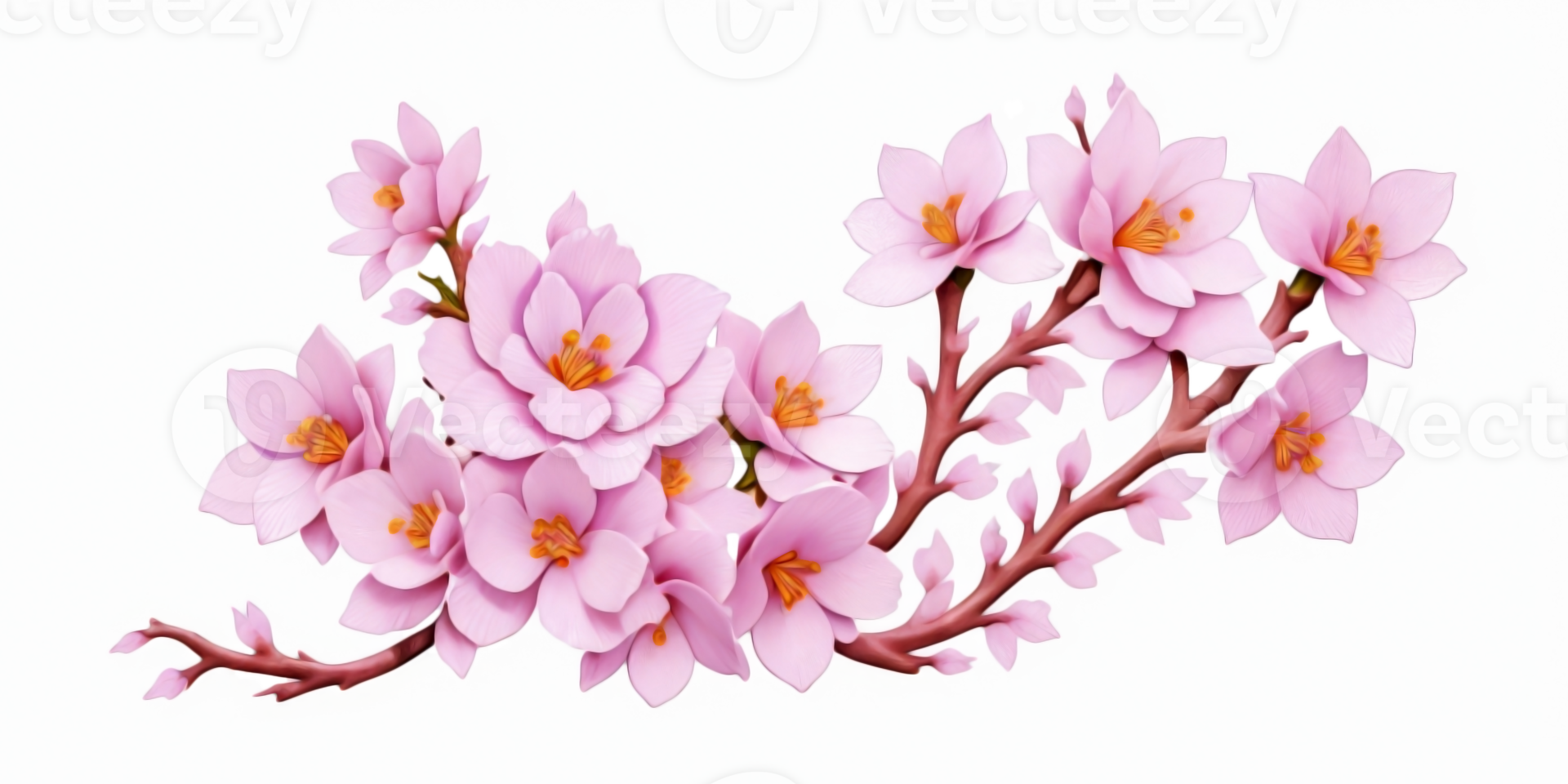 Pink cherry blossom on transparent background,Generative AI. png