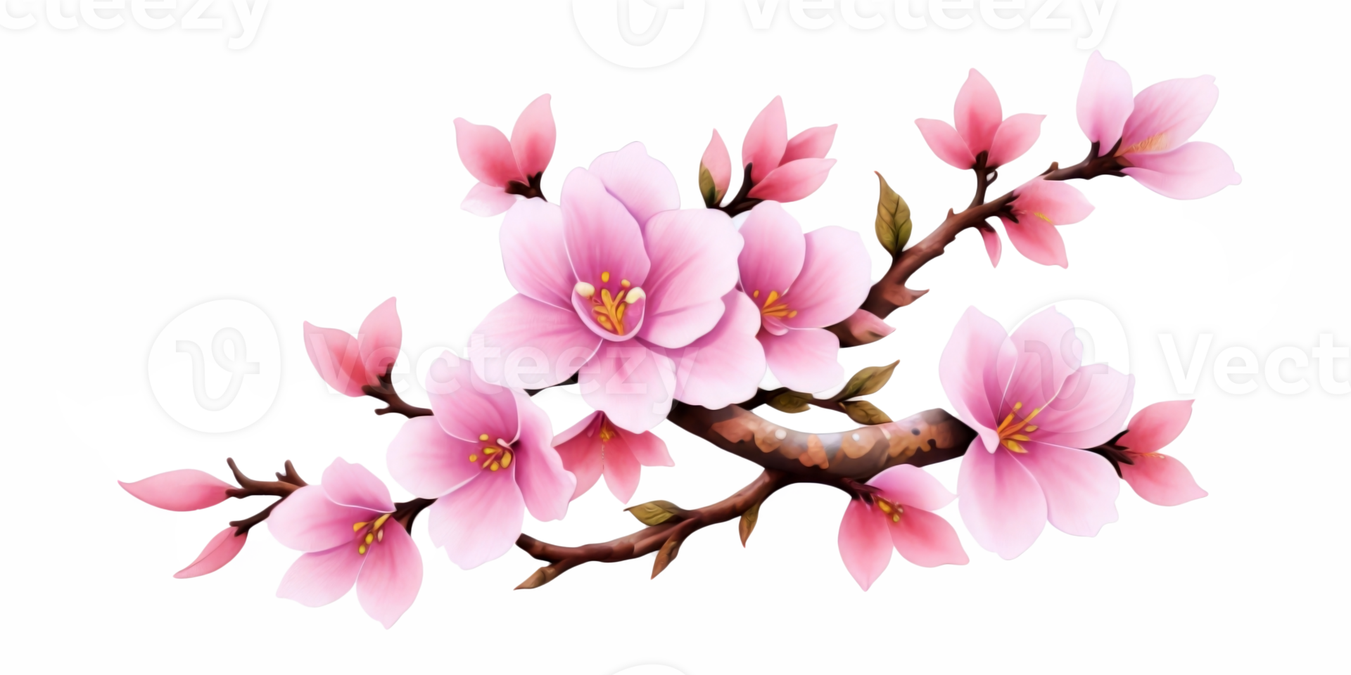 Pink cherry blossom on transparent background,Generative AI. png